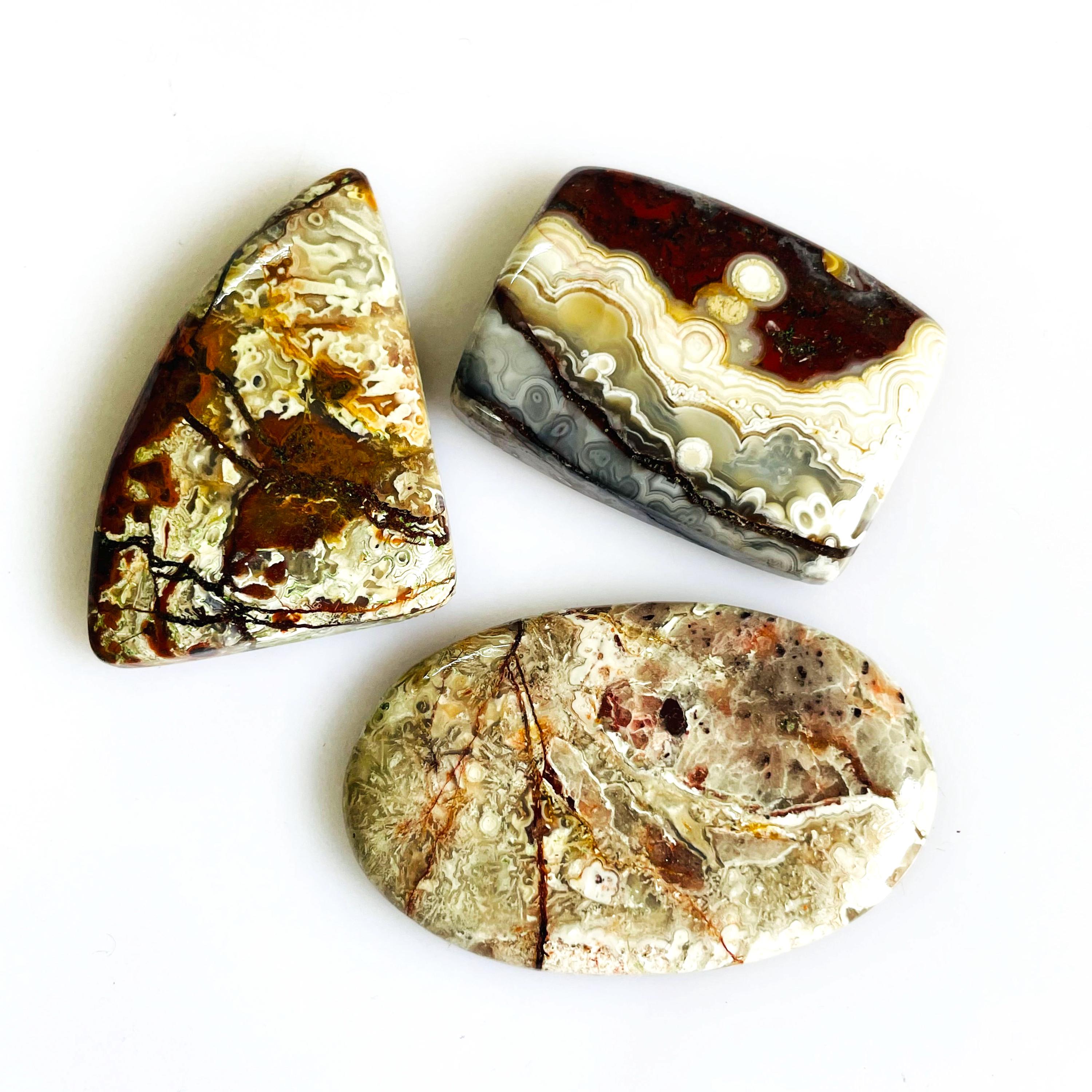 Natural Crazy Lace Agate Cabochon: Mixed Shape Gemstone Pendant